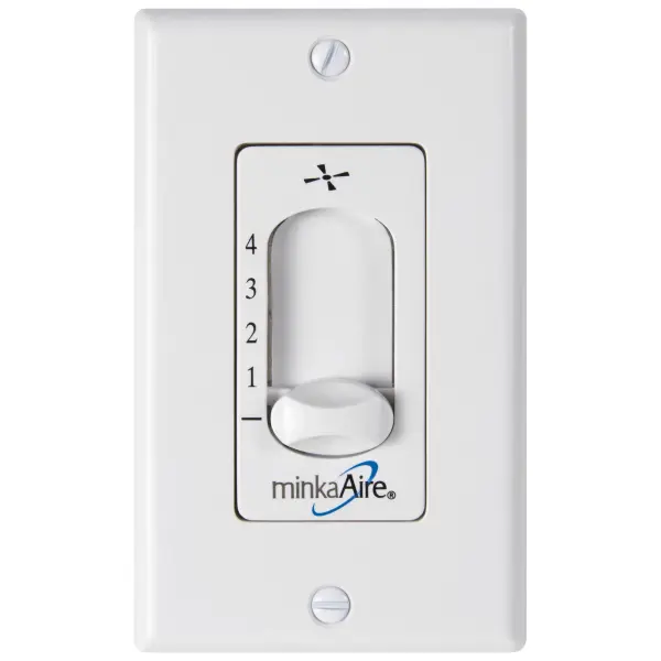 This wall-mounted fan speed control offers four-speed operation for compatible F624 fans. Simple 2-wire installation and compact design make it an ideal upgrade for precise airflow control in any room.