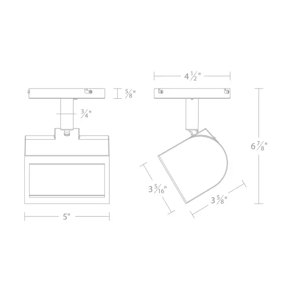 Ideal for residential spaces and lower-mounted commercial installations, the OCULARC 3020W-CS provides an asymmetrical optical distribution suited to wall wash applications. Constructed from die-cast aluminum, the fixtures offer a 350-degree horizontal rotation and 90-degree vertical tilt for precision aiming. Engineered with integral 5CCT selectable LEDs and driver, it produces a high output asymmetric distribution in 90CRI. Available in monopoint or H, J/J2, and L track configurations. Collection: Ocularc Finish: Black Width: 5.00" Height: 6.75" Length: 4.50" Weight: 2.64 lb Extension from Wall: 4.50" Bulbs Included Number of Bulbs: 48 Maximum Wattage: 0.46 W Bulb Type: Module Light Source: LED Delivered Lumens: 1150.00 lm Color Temperature: 2700 K CRI: 90 Dimmable Rated Average Life: 50000 Voltage: 120.00 V Material: Die-cast aluminum Country of Origin: China Safety Listing: ETL, cETL LED Manufacturer Warranty: 5 year