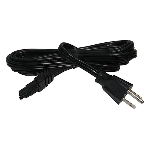Plug-in Power Cord for WAC Lighting Xenon and LED light bar under cabinet fixtures. Used to plug a light bar directly into a 120V receptacle (wall outlet). This is a 6' grounded power cord with a direct plug-in module for WAC Lighting Light Bars that does not require any cutting or splicing.