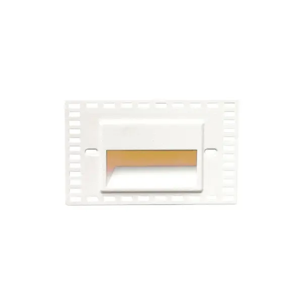 With a sleek profile and no visible hardware, LEDme Step and Wall Lights are designed to seamlessly blend into any architecture. These luminaires offer enhanced energy-efficient functionality and optimized light output to adequately illuminate stairs, walls and walkways with little or no glare. Collection: Led100 Sub-Brand: WAC Lighting Finish: White on Aluminum Notes: Ledme Horizontal Amber Trimless Step And Wall Light In White Width: 5.00" Height: 3.00" Length: 1.75" Weight: 0.44 lb Extension from Wall: 1.75" Bulbs Included Number of Bulbs: 1 Maximum Wattage: 3.30 W Bulb Type: Module Bulb Base: LED Module Light Source: LED Light Output: 72.00 lm Delivered Lumens: 72.00 lm CRI: 90 Dimmable Beam Spread: 56.00° Rated Average Life: 50000 Voltage: 120.00 V Material: Die-cast corrosion resistant aluminum alloy Country of Origin: Thailand Safety Listing: ETL, cETL Safety Rating: ETL, cETL Energy Efficient LED Manufacturer Warranty: 5 Year Functional, 2 Year Finish Parts Diagram