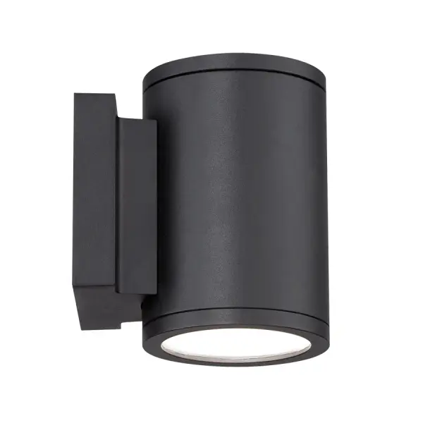 A simple sconce with endless possibilities. This cylindrical wall luminaire delivers powerful lumen output, either upwards or downwards, or a combination of both, depending on the configuration and application. Built to last with die-cast aluminum construction and designed with no visible hardware, this low profile highly versatile Tube is perfect for your exterior and interior lighting needs. Five handsome architectural finishes will complement nearly any décor. Collection: Tube Sub-Brand: WAC Lighting Finish: Black Notes: Tube Double LED Outdoor Wall Sconce Light 3000K In Black Width: 4.50" Height: 6.50" Length: 4.50" Weight: 4.85 lb Extension from Wall: 4.50" Bulbs Included Number of Bulbs: 2 Maximum Wattage: 12.50 W Bulb Type: Module Bulb Base: LED Module Light Source: LED Light Output: 1750.00 lm Delivered Lumens: 1188.00 lm Color Temperature: 3000 K CRI: 90 Dimmable Beam Spread: 33.00° Rated Average Life: 70000 Voltage: 120.00 V Material: Die-cast Aluminum Country of Origin: China Safety Listing: ETL, cETL Safety Rating: ETL, cETL Energy Star LED Manufacturer Warranty: 5 Year Functional, 2 Year Finish Parts Diagram