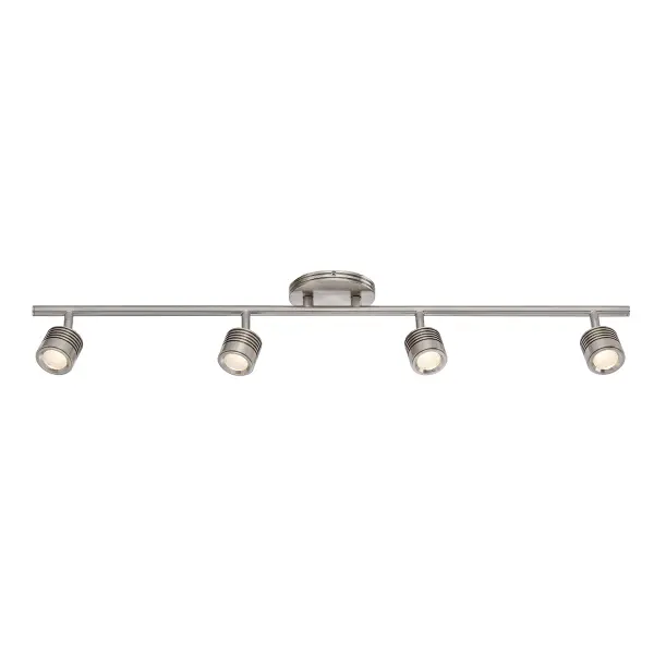 Stylish cylindrical rail heads accent this beautifully crafted rail kit. 33W LED Track Pack includes 34" track and mounting components in designer finishes with 4 stunning LED track luminaires. This is the perfect solution for affordable and stylish LED downlighting in a ceiling or bath and vanity application.