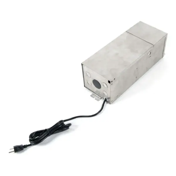 WAC Landscape Lighting Magnetic power supplies are 12V AC to support the entire line of 12V Landscape Lighting products, including Accent, Flood, Well, Indicator, Submersible,  12V Tape Light, Step and Wall, Deck and Patio, Path and Area, and Hardscape lighting products. The Stainless Steel housing enhances protection from corrosive and outdoor elements.  Mounting extrusion with variating knockout sizes proved for a simple installation.  Heavy gauged grounded and water resistant cord included for simple plug-in power feature.  Hinged cover includes a loop to safely lock the power supply with an optional lock to secure access from inner contents.  Multiple wire taps ranging from 12V-16V on terminal strip,  for long runs where voltage drop may occur. Hinged cover includes a loop to safely lock the power supply with an optional lock to secure access from inner contents.