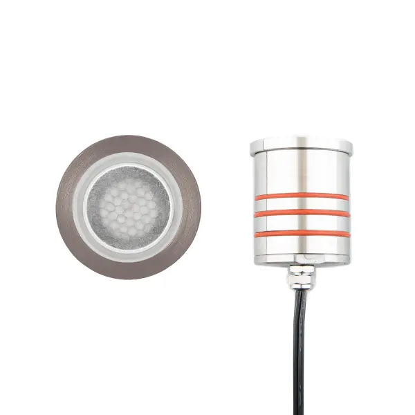 LED Landscape recessed inground indicator luminaire for both soft and hard ground applications available in 1" or 2" sizes with round, slim, and square face plate options. The indicator light is perfect for outdoor applications, including wells and ponds, decks and patios, inground, as well as ceiling and wall applications. Factory sealed and IP68 Rated for Wet Locations or continuous immersion up to 5 meters underwater. Each indicator light includes 6' of low voltage burial cable, direct burial gel-filled wire nuts, and an optional spring retention clip. Magnetic Power supply is required. Concrete Pour Kits are available for additional installation options. Collection: 2012 Sub-Brand: Landscape Finish: Bronze Stainless Steel Notes: 2In Inground LED 12V Slim Round Indicator Light With Honeycomb Louver In Bronzed Stainless Steel Width: 2.06" Height: 3.13" Length: 2.06" Weight: 1.19 lb Extension from Wall: 2.06" Bulbs Included Number of Bulbs: 1 Maximum Wattage: 4.00 W Bulb Type: Module Bulb Base: LED Module Light Source: LED Light Output: 170.00 lm Delivered Lumens: 165.00 lm Color Temperature: 3000 K CRI: 85 Dimmable Beam Spread: 25.00° Rated Average Life: 70000 Voltage: 9.00 V Material: Solid stainless steel construction Country of Origin: Thailand Safety Listing: UL, cUL Safety Rating: UL, cUL LED Manufacturer Warranty: 10 Year Parts Diagram
