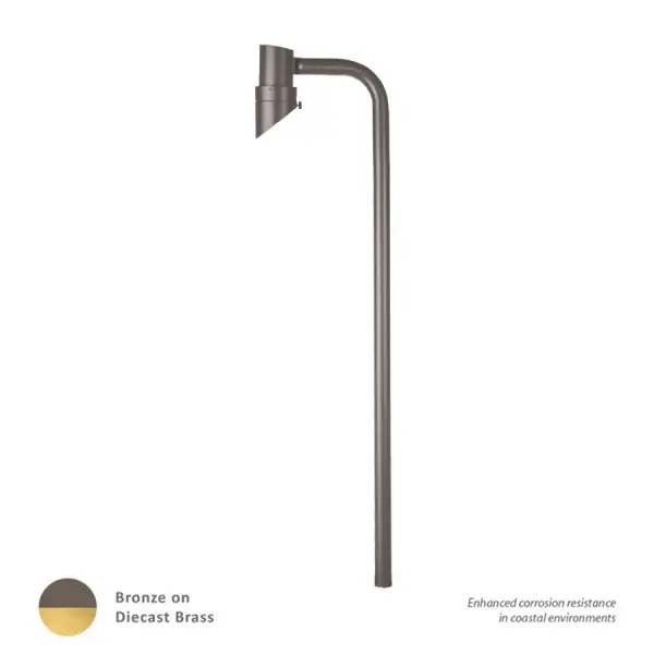 The Miniature Accent Path Light features convenient control of your landscape lighting.  A solid die-cast adjustable stem contains LED miniature accent lights with integral dimming and beam angle control.  The accent light is fully rotatable to illuminate an area of your choice.  Path light includes three stems of 6", 12" and 24" for a maximum height of 48".  Connects to a 12V landscaping electrical system.  Transformer is necessary but not included.