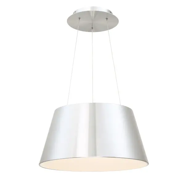 Refreshing take on a traditional shape. Finished in elegant black or white, in addition to brushed aluminum. Inside, a powerful integrated LED array projects flawless light.