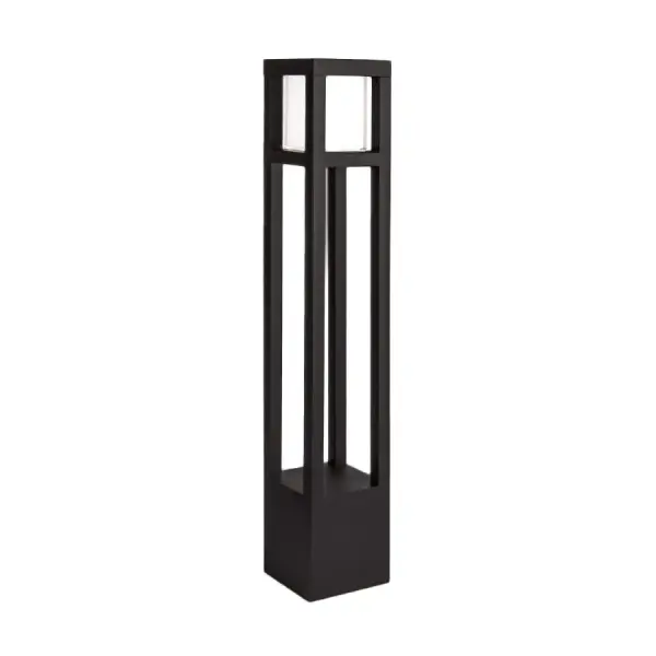 Like a stout modern lighthouse, the Tower LED Bollard is topped with a mitered cut silk screened glass. Illuminated evenly from all four sides, the Tower LED Bollard is a modern, energy-efficient marvel, and a great way to add a contemporary highlight to your landscape décor. Collection: Tower Sub-Brand: Landscape Finish: Black on Aluminum Notes: Tower LED 120V Bollard 3000K In Black Width: 5.00" Height: 30.00" Length: 5.00" Weight: 7.79 lb Extension from Wall: 5.00" Bulbs Included Number of Bulbs: 1 Maximum Wattage: 12.50 W Bulb Type: Module Bulb Base: LED Module Light Source: LED Light Output: 500.00 lm Delivered Lumens: 430.00 lm Color Temperature: 3000 K CRI: 90 Dimmable Rated Average Life: 60000 Voltage: 120.00 V Material: Solid die-cast corrosion resistant aluminum Country of Origin: China Safety Listing: UL, cUL Safety Rating: UL, cUL LED Manufacturer Warranty: 5 Year Functional, 2 Year Finish Parts Diagram