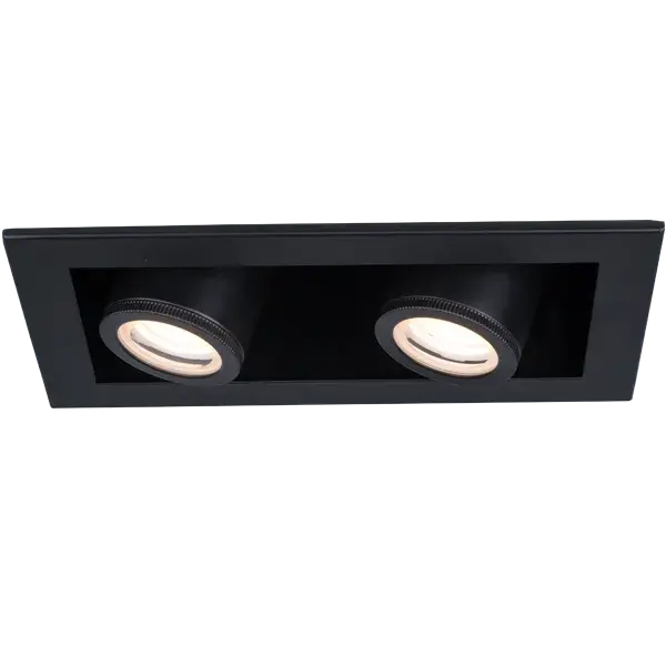 Silo Multiples offer superior light output in a small, unobtrusive design with wide range of dynamic beam adjustment. Engineered with single source LED, optical and thermal management in a recessed housing. Ideal for residential, retail, and commercial application. Collection: Silo Sub-Brand: WAC Lighting Finish: Black/Black Notes: Silo Multiples 2 Light Trimmed Ic 2700K In Black Black Width: 7.13" Height: 6.00" Length: 18.50" Weight: 9.30 lb Extension from Wall: 18.50" Bulbs Included Number of Bulbs: 2 Maximum Wattage: 10.00 W Bulb Type: Module Bulb Base: LED Module Light Source: LED Delivered Lumens: 520.00 lm Color Temperature: 2700 K CRI: 90 Dimmable Beam Spread: 45.00° Rated Average Life: 50000 Voltage: 120.00 V Material: Die-cast aluminum head with rotatable front face. Steel housing and trim. Country of Origin: China Safety Listing: UL, cUL Safety Rating: UL, cUL LED Manufacturer Warranty: 5 Year Parts Diagram