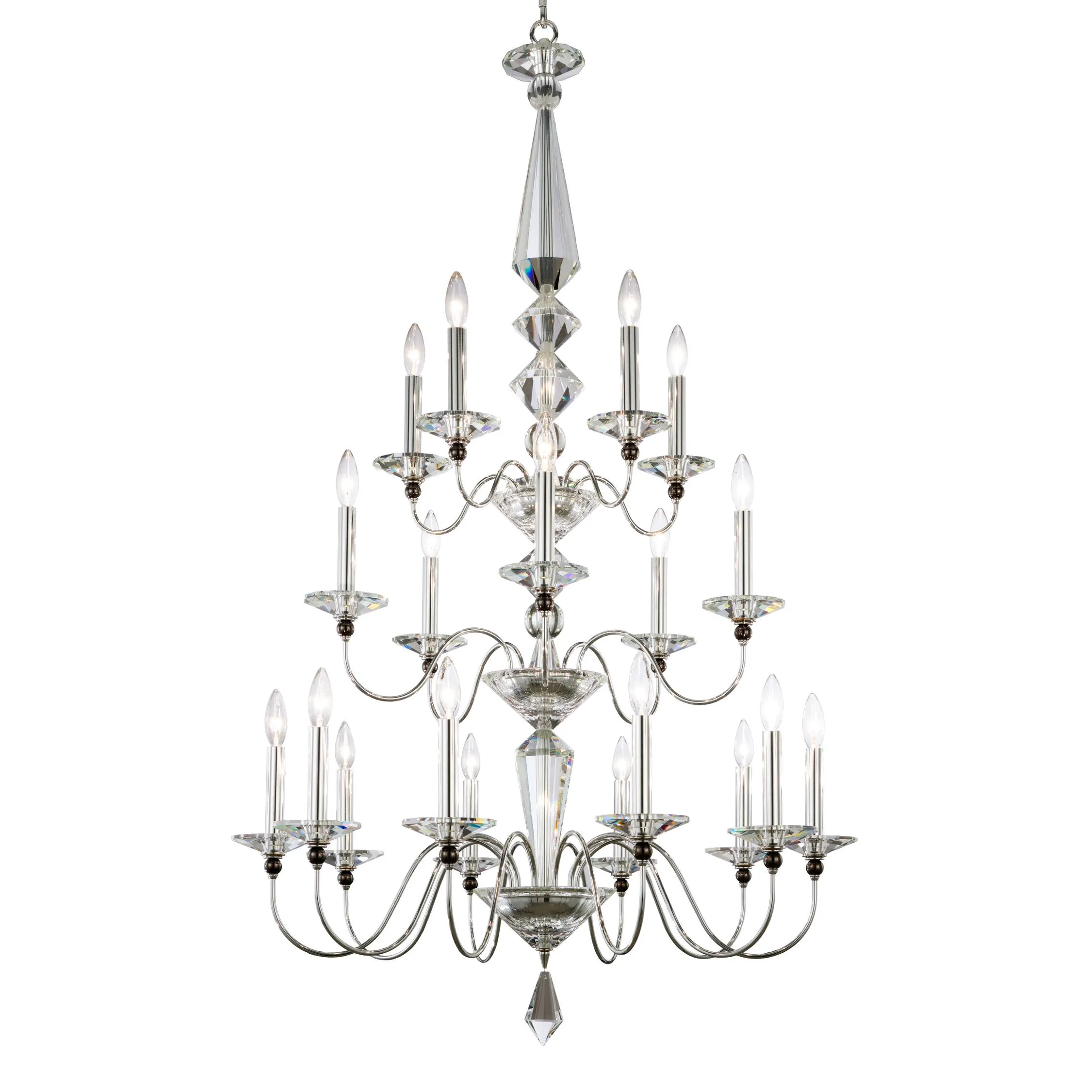 Jasmine 20 Light 120V Chandelier in Polished Silver with Optic Crystal