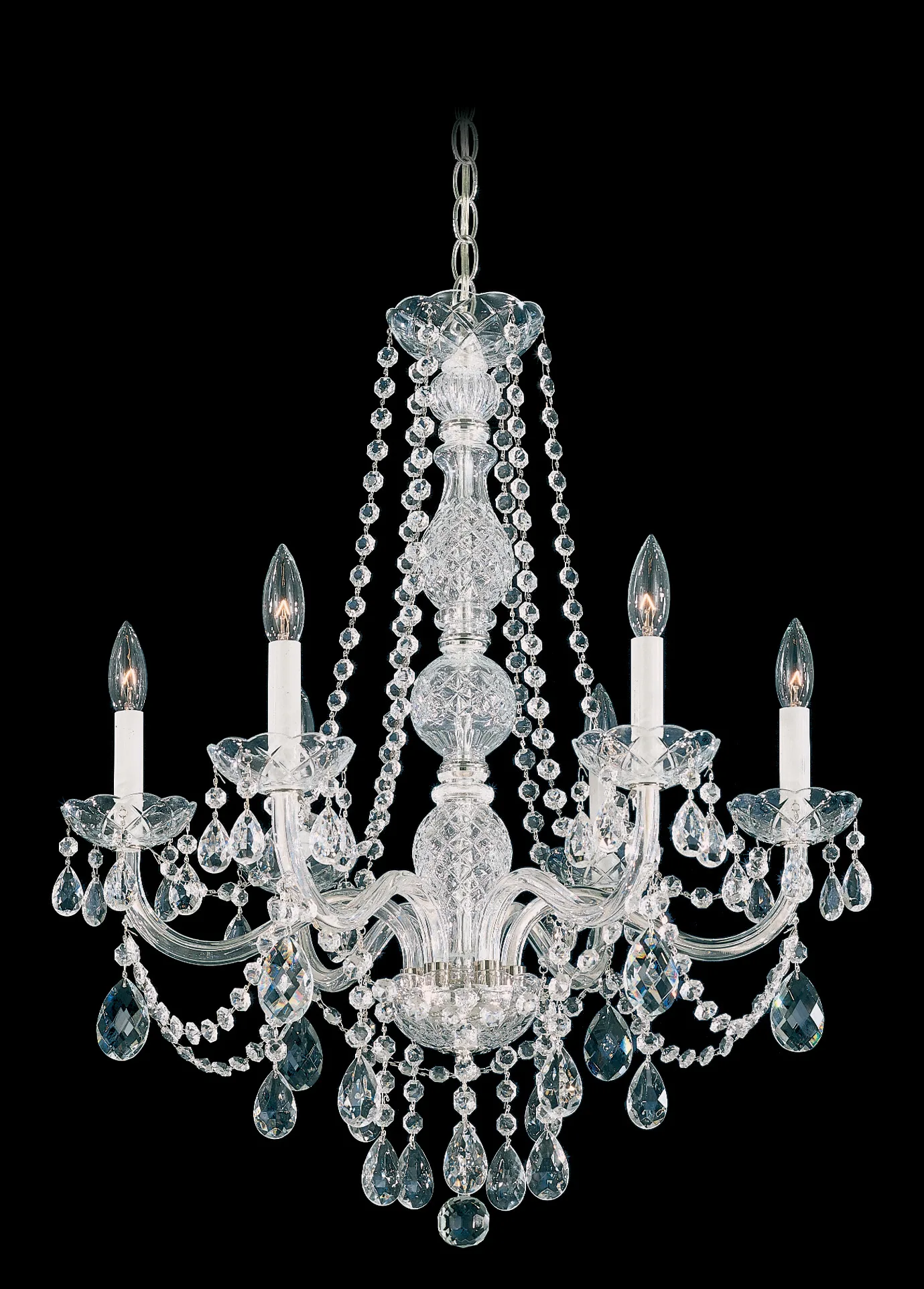 Arlington 6 Light 120V Chandelier in Polished Silver with Heritage Handcut Crystal
