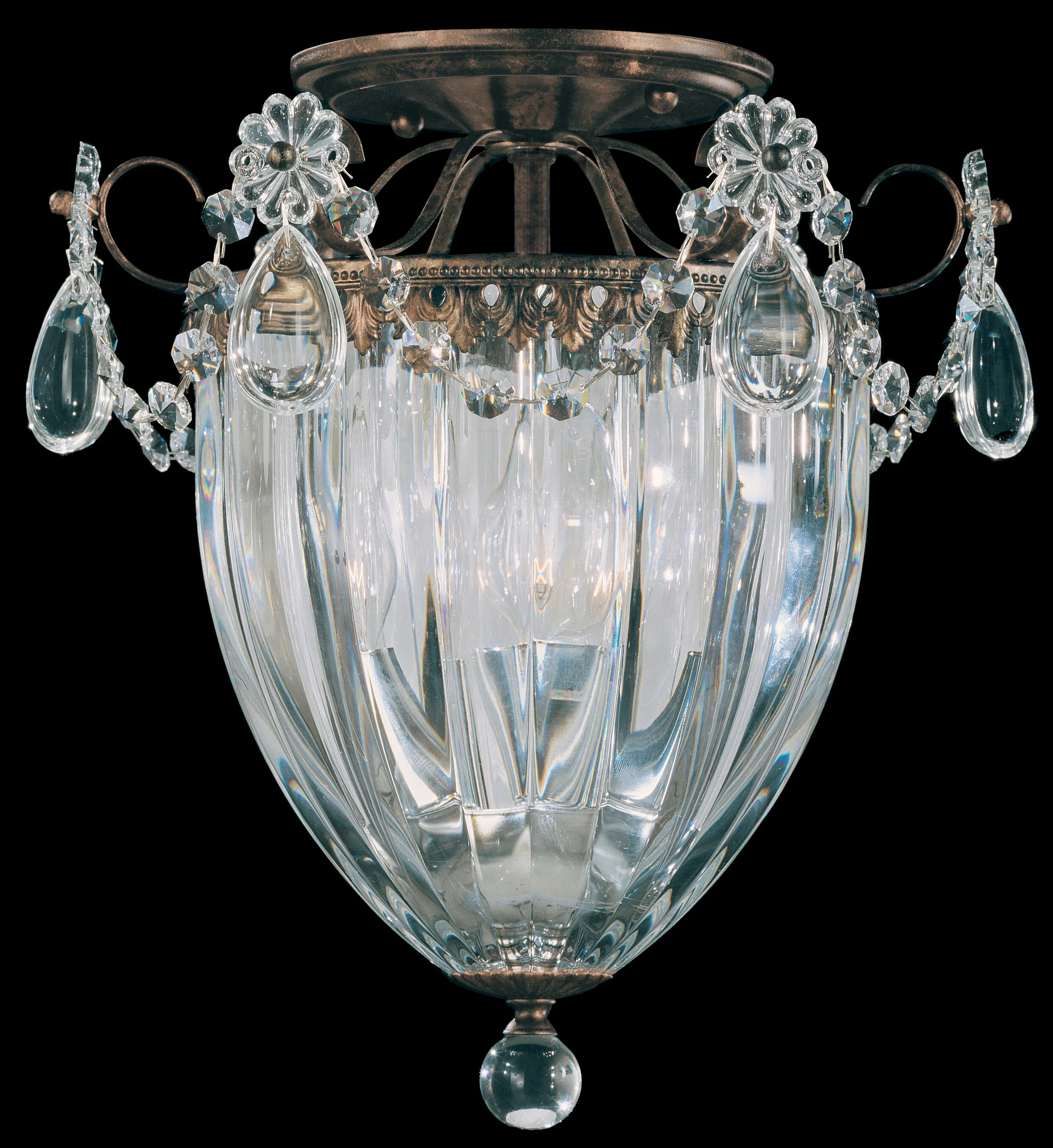 Bagatelle 3 Light 120V Semi-Flush Mount in Aurelia with Heritage Handcut Crystal