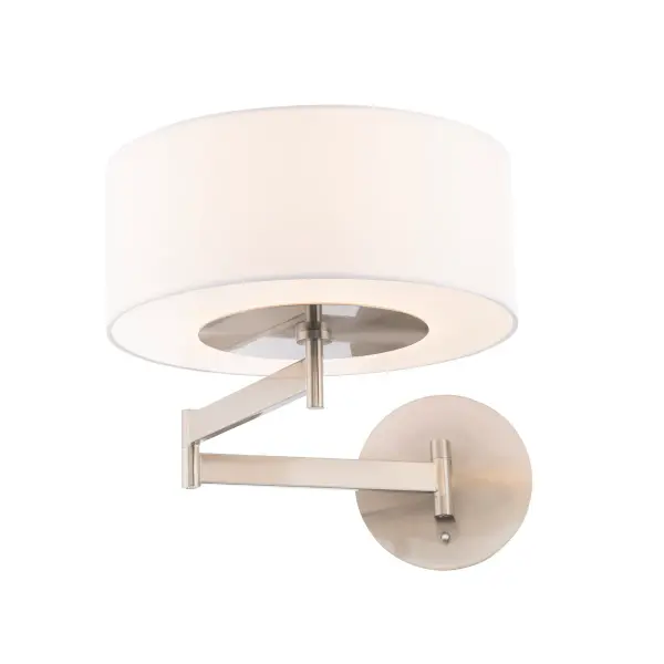 A classic table lamp style transformed into a sconce with an adjustable arm for bedsides or offices.