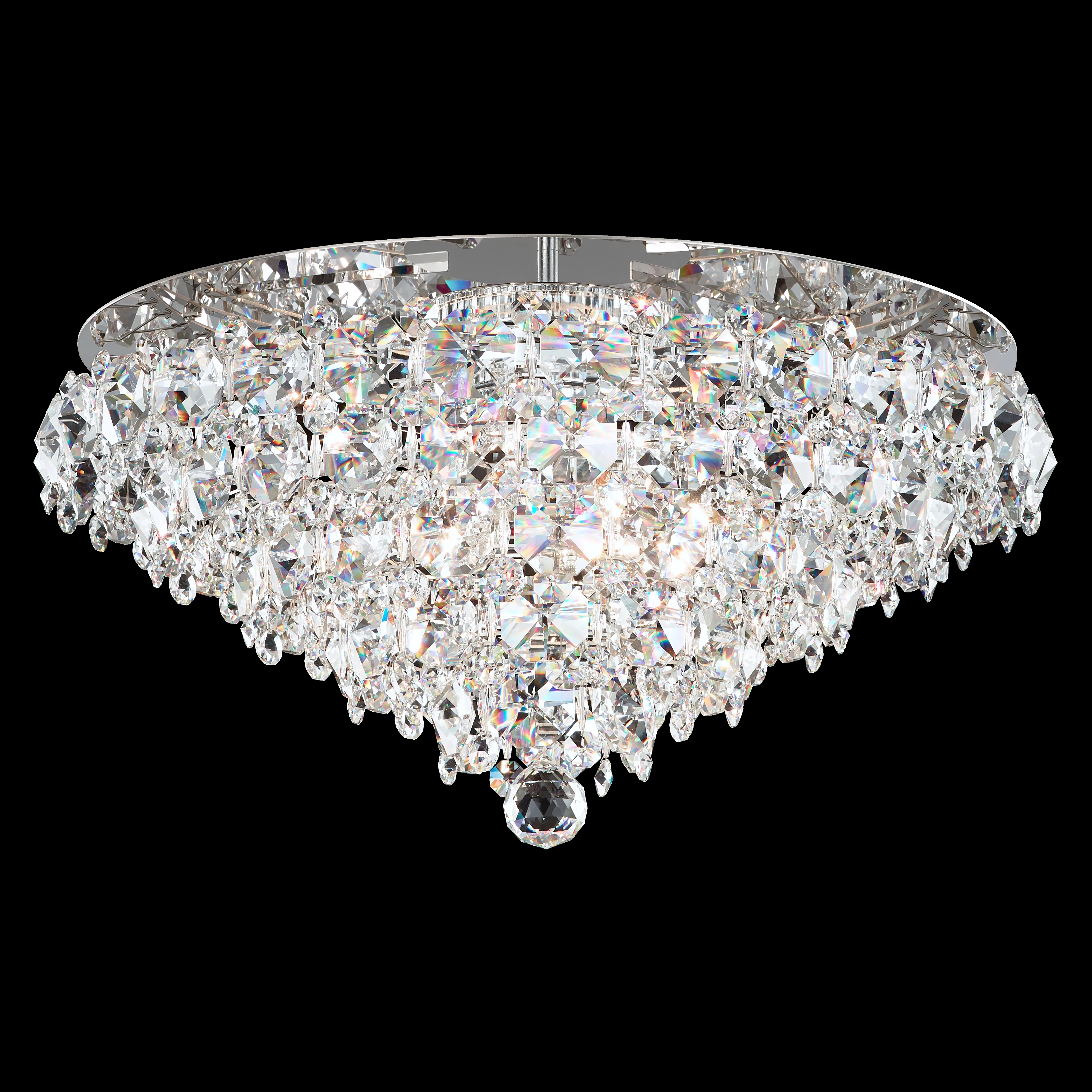 Baronet 6 Light 120V Flush Mount in Polished Stainless Steel with Optic Crystal