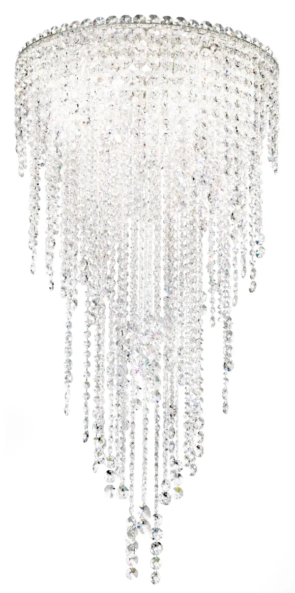 Angelic and simultaneously surreal, Chantant invites a magical connection.  Invoking the wonder of traveling beneath a canopy of bioluminescence, organic crystal strands of varying gem size collaborate surprisingly toward a serene symmetry.