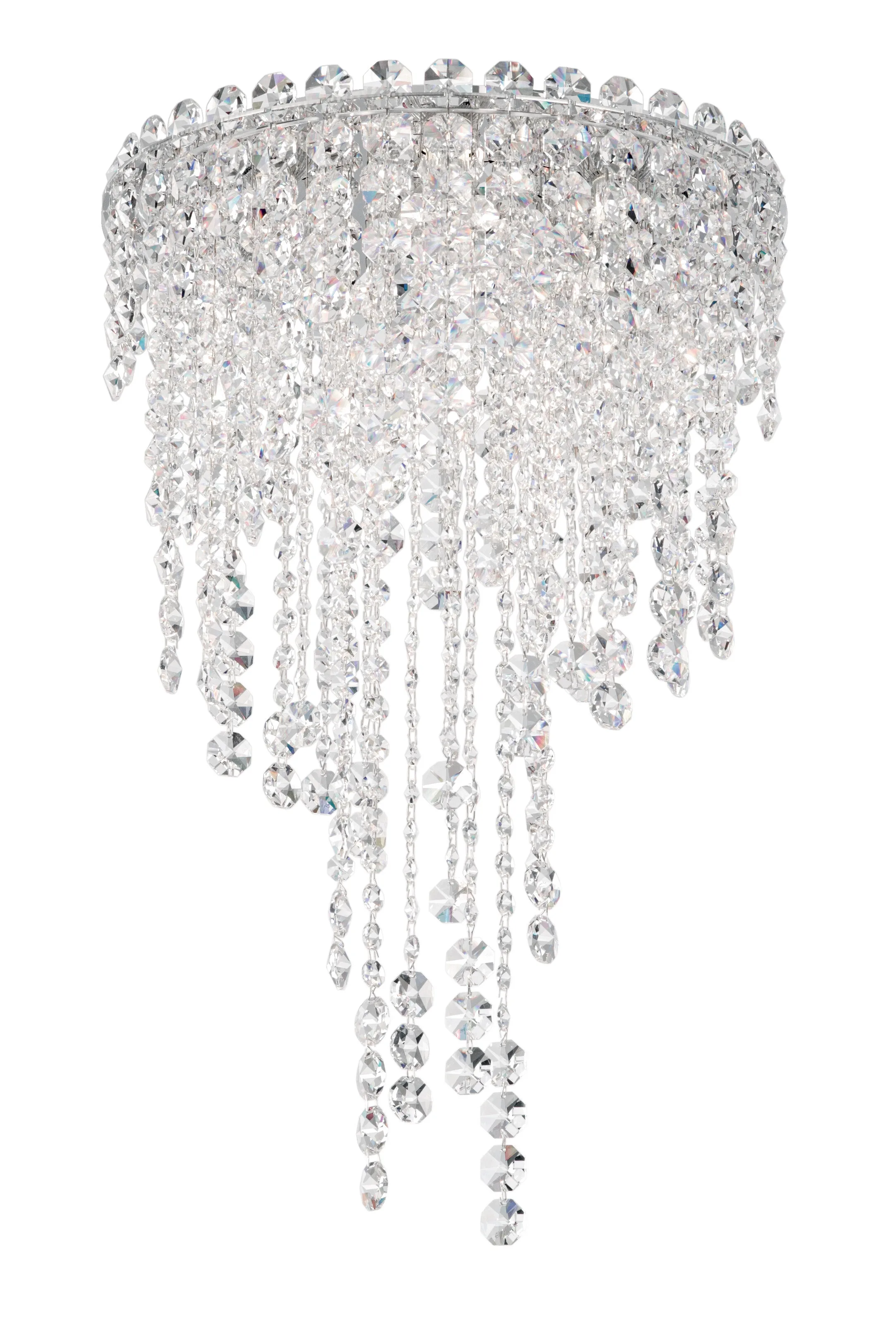 Chantant 4 Light 120V Semi-Flush Mount in Polished Stainless Steel with Optic Crystal