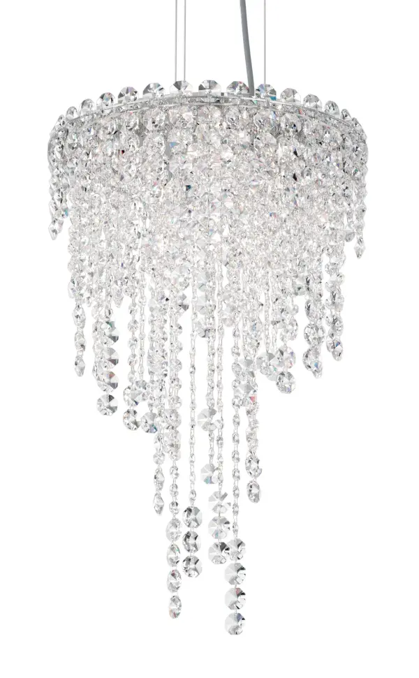 Angelic and simultaneously surreal, Chantant invites a magical connection.  Invoking the wonder of traveling beneath a canopy of bioluminescence, organic crystal strands of varying gem size collaborate surprisingly toward a serene symmetry.