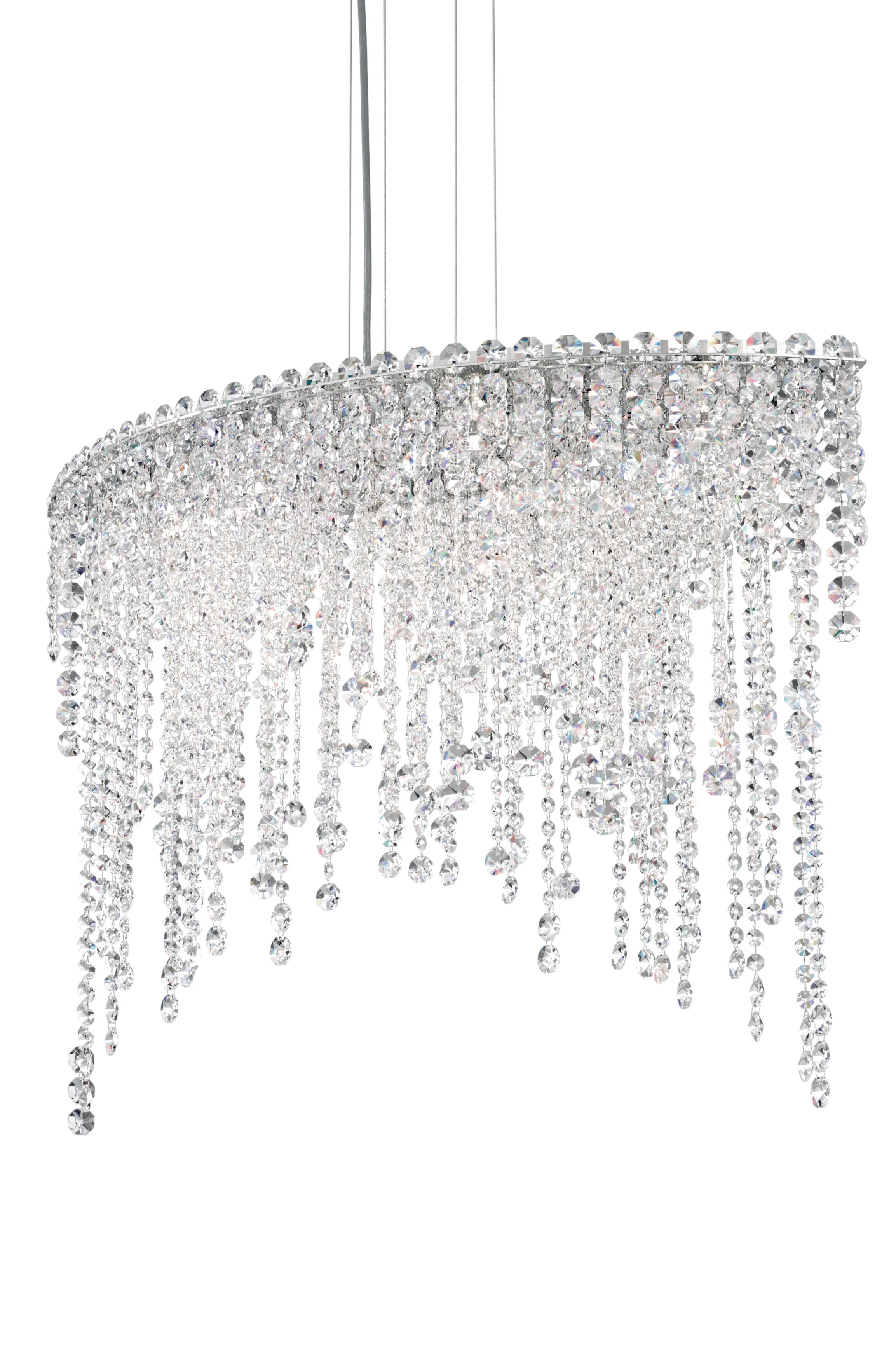 Chantant 6 Light 120V Pendant in Polished Stainless Steel with Optic Crystal