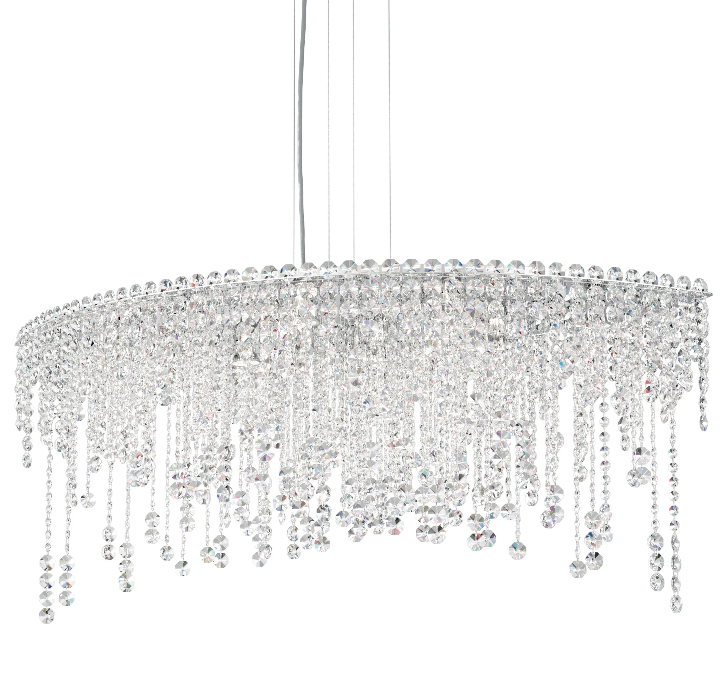 Chantant 8 Light 120V Pendant in Polished Stainless Steel with Optic Crystal