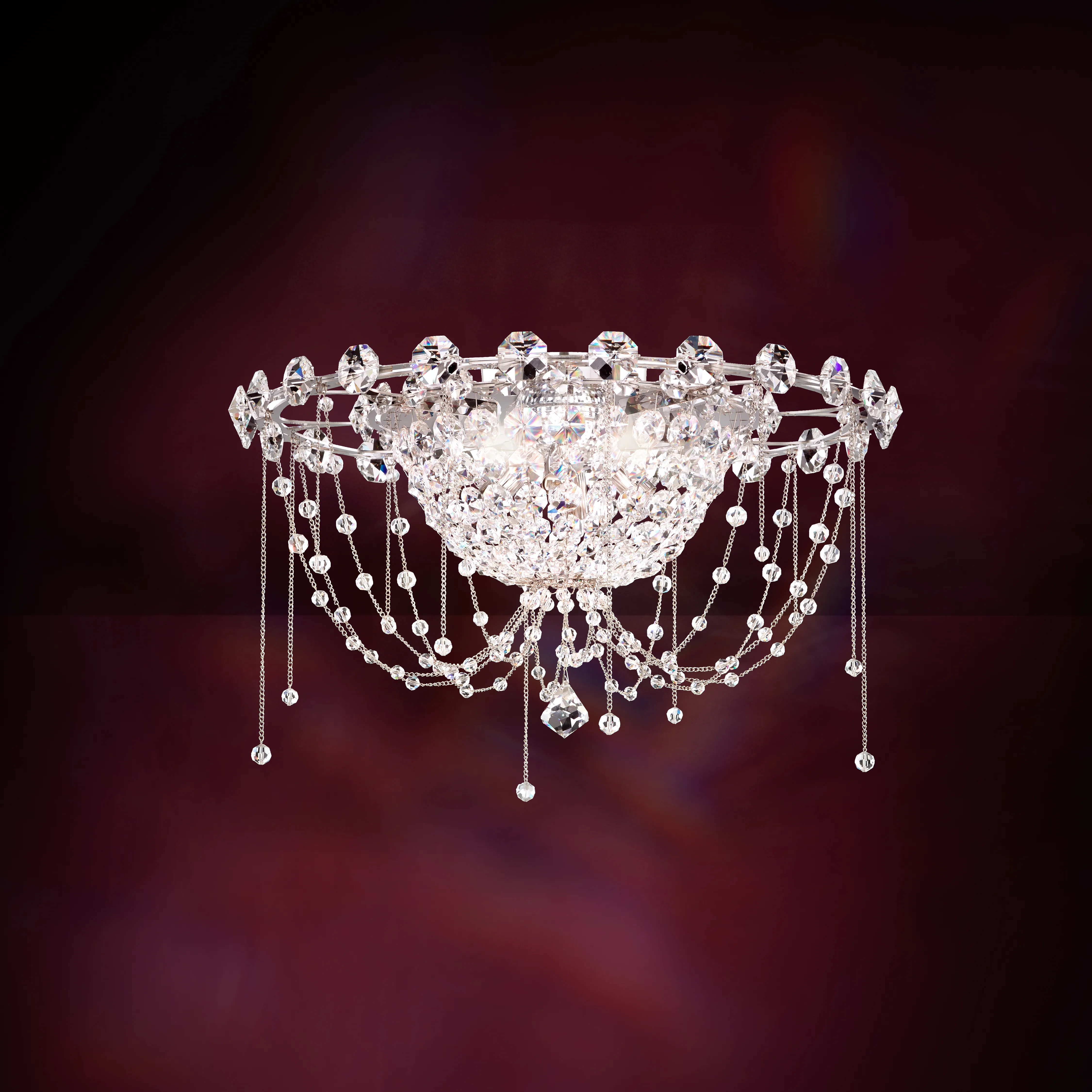 Chrysalita 4 Light 120V Flush Mount in Polished Stainless Steel with Radiance Crystal
