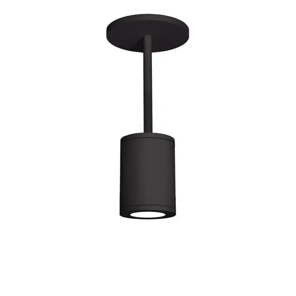Precise engineering using the latest energy-efficient LED technology with a built-in reflector for superior optics. An appealing cylindrical profile perfect for accent lighting. Pendant includes Hang Swivel Canopy to accommodate slope ceiling applications with two 24" field cuttable rods and 120" of wire for additional downrods (DS-PDX24 sold separately) up to 10' total. Collection: Tube Arch Sub-Brand: WAC Lighting Finish: Black Notes: Tube Architectural 5" LED Pendant 3000K Flood Beam In Black Width: 4.88" Height: 6.88" Length: 4.88" Weight: 7.30 lb Extension from Wall: 4.88" Bulbs Included Number of Bulbs: 1 Maximum Wattage: 25.00 W Bulb Type: Module Bulb Base: LED Module Light Source: LED Light Output: 1850.00 lm Delivered Lumens: 1970.00 lm Color Temperature: 3000 K CRI: 90 Dimmable Beam Spread: 33.00° Rated Average Life: 60000 Voltage: 120.00 V Material: Die-cast Aluminum Country of Origin: China Safety Listing: ETL, cETL Safety Rating: UL, cUL LED Manufacturer Warranty: 5 Year Functional, 2 Year Finish Parts Diagram