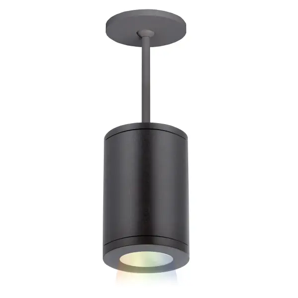 The Tube Architectural Color Changing features state of the art LED color and CCT tuning technology. Choose any color you can imagine, including the crispest white light or the softest pastel, with the ability to control gradients of saturated colors and a tunable white CCT range from 1800-6500K. Controlled via DMX512-A input with pendant, ceiling, and wall mounting options, the Tube Architectural provides top-notch illumination for both interior and exterior spaces. Collection: Tube Arch Sub-Brand: WAC Lighting Finish: Black Notes: Tube Architectural 5" LED Color Changing Pendant Spot Beam In Black Width: 4.88" Height: 7.13" Length: 4.88" Weight: 7.30 lb Extension from Wall: 4.88" Bulbs Included Number of Bulbs: 1 Maximum Wattage: 20.00 W Bulb Type: Module Bulb Base: LED Module Light Source: LED Light Output: 1044.00 lm Delivered Lumens: 735.00 lm Color Temperature: 1800 K CRI: 90 Dimmable Beam Spread: 16.00° Rated Average Life: 54000 Voltage: 120.00 V Material: Die-cast Aluminum Country of Origin: China Safety Listing: UL, cUL Safety Rating: UL, cUL LED Manufacturer Warranty: 5 Year Functional, 2 Year Finish Parts Diagram