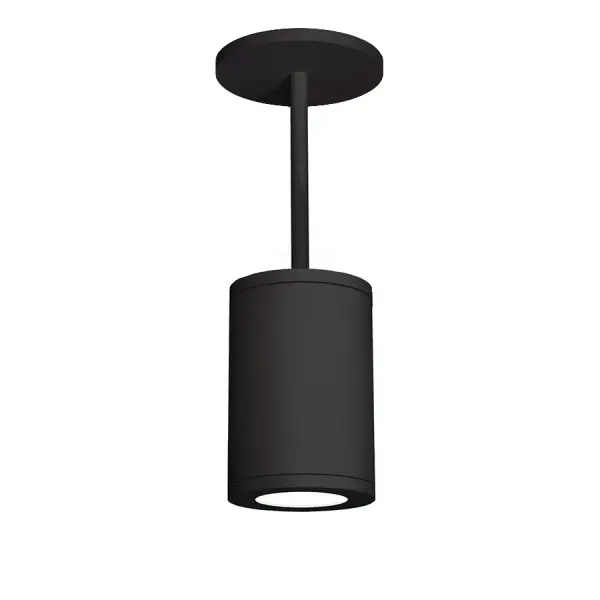 Precise engineering using the latest energy-efficient LED technology with a built-in reflector for superior optics. An appealing cylindrical profile perfect for accent and wall wash lighting. Pendant includes Hang Swivel Canopy to accommodate slope ceiling applications with two 24" field cuttable rods and 120" of wire for additional downrods (DS-PDX24 sold separately) up to 10' total. Collection: Tube Arch Sub-Brand: WAC Lighting Finish: Black Notes: Tube Architectural 6" LED Pendant 3000K Flood Beam In Black Width: 6.25" Height: 9.50" Length: 6.25" Weight: 7.89 lb Extension from Wall: 6.25" Bulbs Included Number of Bulbs: 1 Maximum Wattage: 35.00 W Bulb Type: Module Bulb Base: LED Module Light Source: LED Light Output: 1965.00 lm Delivered Lumens: 2930.00 lm Color Temperature: 3000 K CRI: 90 Dimmable Beam Spread: 38.00° Rated Average Life: 60000 Voltage: 120.00 V Material: Die-cast Aluminum Country of Origin: China Safety Listing: ETL, cETL Safety Rating: UL, cUL LED Manufacturer Warranty: 5 Year Functional, 2 Year Finish Parts Diagram