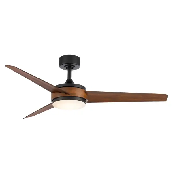 An elegant smart fan with modern allure. Graceful curves and cool refinement are blended with sleek angles and straight lines that result in chic sensibilities and a modern aesthetic. Available in a rich Soft Brass and Matte Black combination or a subdued Matte Black and Distressed Koa. Make it smart by downloading the app for additional functionality.