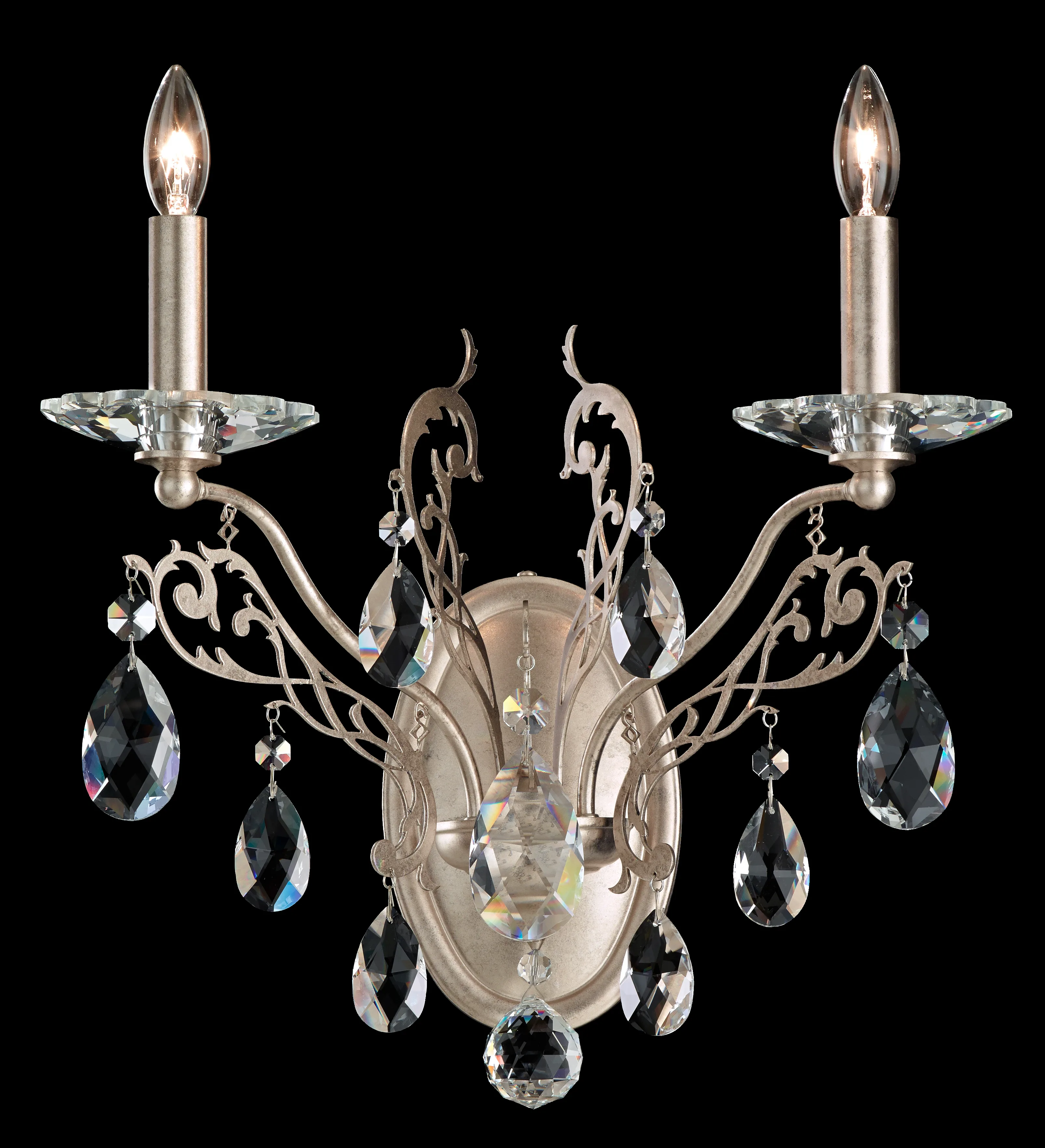 Filigrae 2 Light 120V Wall Sconce in Heirloom Gold with Heritage Handcut Crystal
