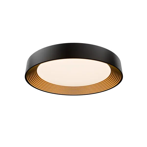 A timeless silhouette, reimagined. Gaston combines a clean, circular design with a gold interior accent for a soft, welcoming glow. It's the perfect balance between form and function. Collection: Gaston Finish: Black/Gold Width: 17.78" Height: 4.40" Length: 17.78" Weight: 12.41 lb Extension from Wall: 17.78" Bulbs Included Number of Bulbs: 1 Maximum Wattage: 36.70 W Bulb Type: Module Light Source: LED Light Output: 2976.00 lm Delivered Lumens: 2270.00 lm Color Temperature: 2700 K CRI: 90 Dimmable Rated Average Life: 50000 Voltage: 120.00 V Material: Aluminum body with acrylic diffuser Country of Origin: Vietnam Safety Listing: ETL, cETL LED Manufacturer Warranty: 5 year