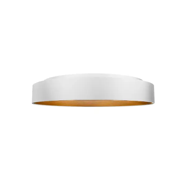 A timeless silhouette, reimagined. Gaston combines a clean, circular design with a gold interior accent for a soft, welcoming glow. It's the perfect balance between form and function. Collection: Gaston Finish: White/Gold Width: 17.78" Height: 4.40" Length: 17.78" Weight: 12.41 lb Extension from Wall: 17.78" Bulbs Included Number of Bulbs: 1 Maximum Wattage: 36.70 W Bulb Type: Module Light Source: LED Light Output: 2976.00 lm Delivered Lumens: 2270.00 lm Color Temperature: 2700 K CRI: 90 Dimmable Rated Average Life: 50000 Voltage: 120.00 V Material: Aluminum body with acrylic diffuser Country of Origin: Vietnam Safety Listing: ETL, cETL LED Manufacturer Warranty: 5 year
