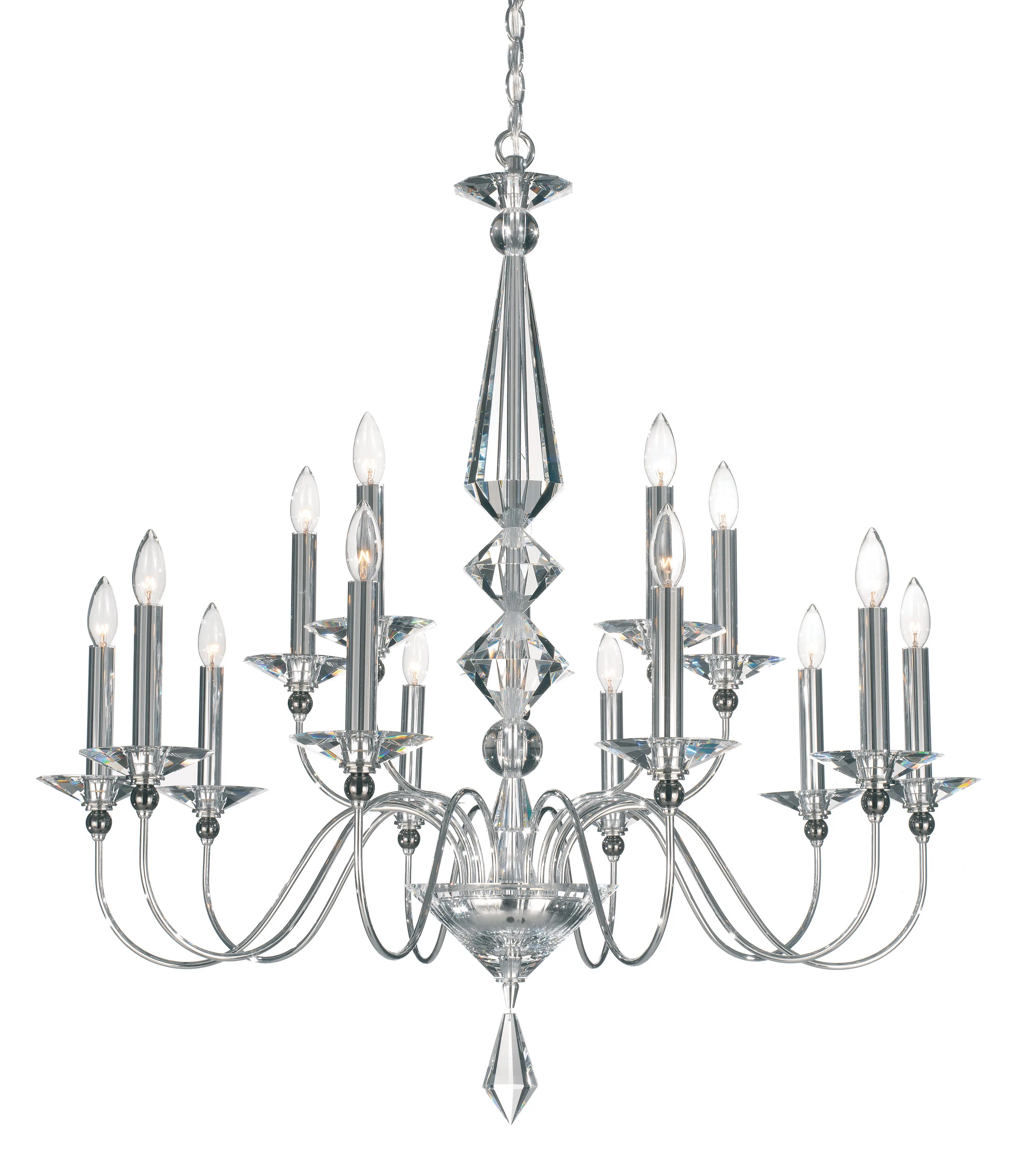 Jasmine 15 Light 120V Chandelier in Polished Silver with Optic Crystal
