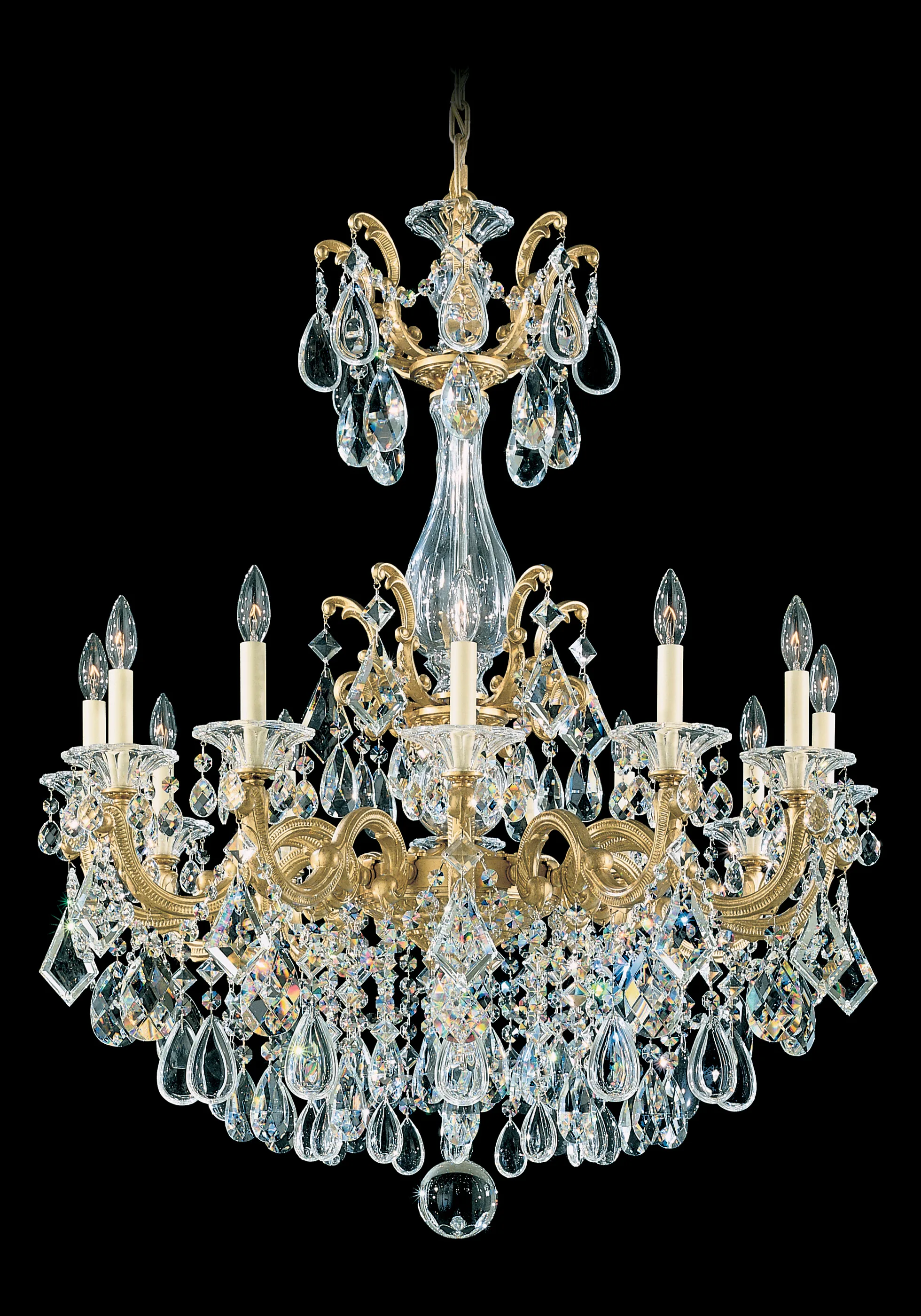 La Scala 12 Light 120V Chandelier in Heirloom Gold with Heritage Handcut Crystal
