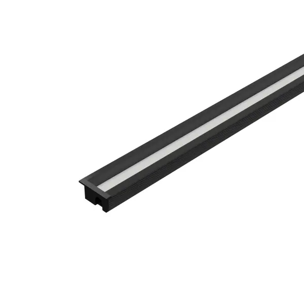 Professional grade field-cuttable 5' Angled Recessed Aluminum channel. Includes end caps and a frosted acrylic diffuser. Collection: Invisiled Finish: Black Width: 1.06" Height: 0.56" Length: 60.00" Weight: 0.90 lb Extension from Wall: 60.00" Material: Extruded Aluminum Country of Origin: China Manufacturer Warranty: 5 year