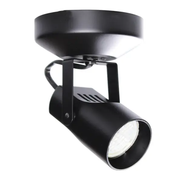 Single Spot Light with electronic transformer. Engineered with an integral transformer and designed for mounting to walls or ceilings, low and line voltage Display Spot Lights deploy optimal accent lighting from surface mounted canopies that can be custom designed with any of WAC low voltage track heads.