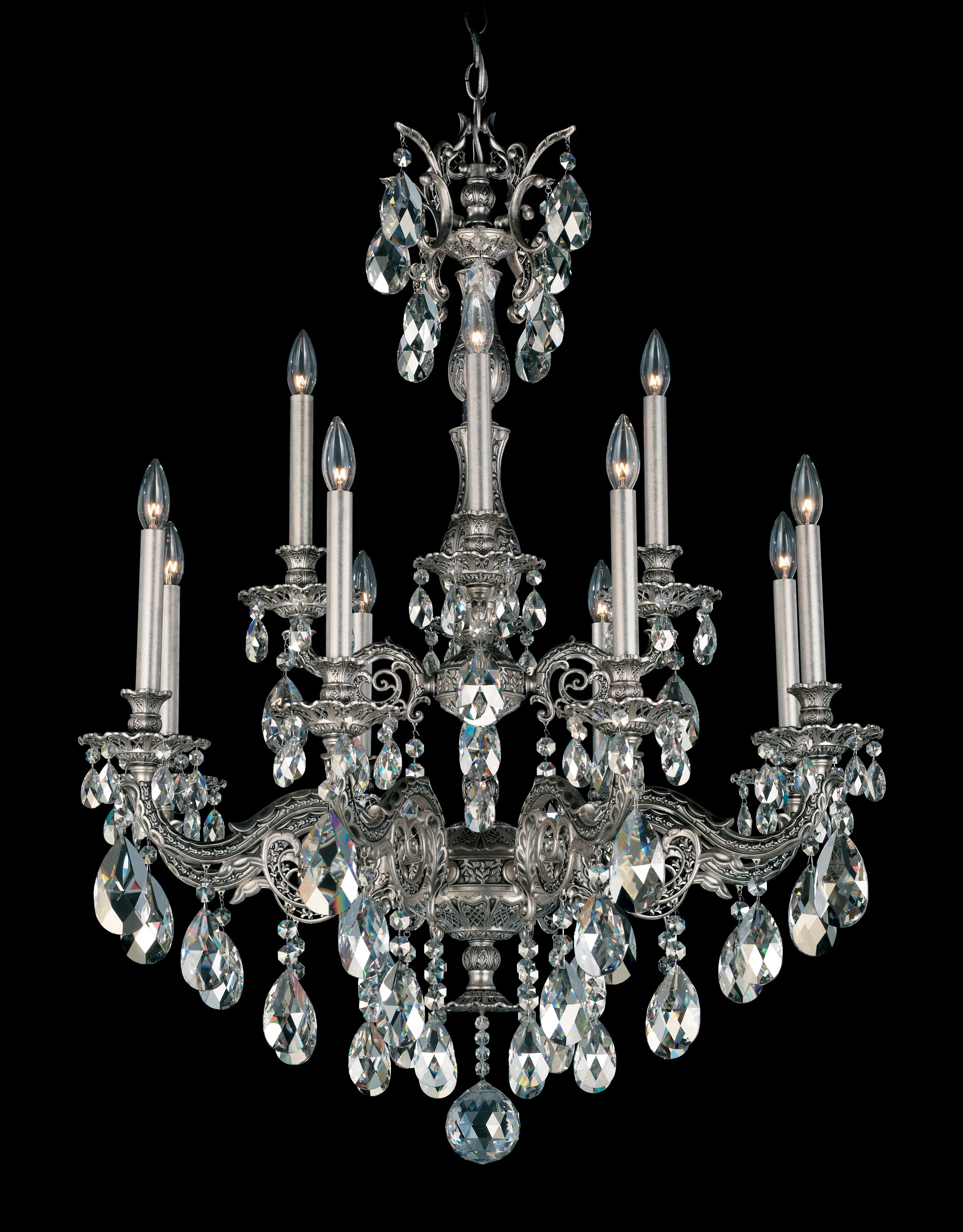 Milano 12 Light 120V Chandelier in Heirloom Gold with Heritage Handcut Crystal