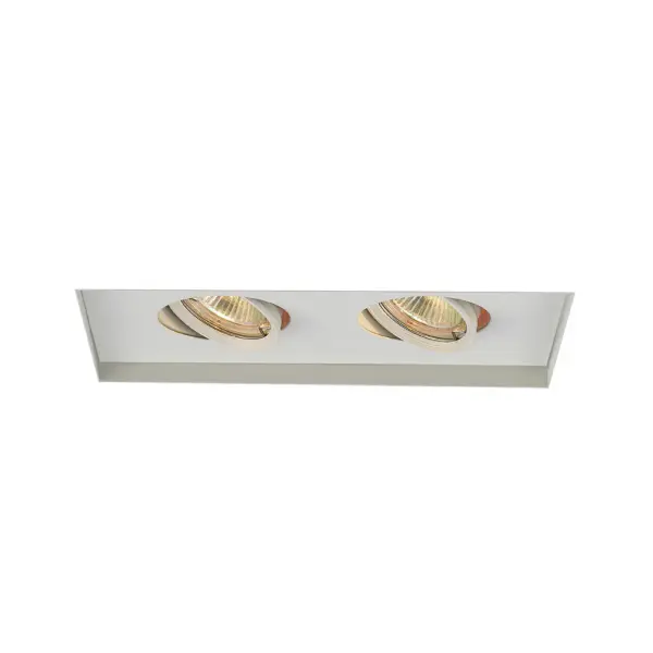Low Voltage Multiple Spots are ideal for perimeter lighting applications in smaller scale retail, commercial and hospitality environments. Square single light gimbal ring style adjustable recessed fixture, available with flanged trim or Invisible Trim™, designed to sit flush with the ceiling for a clean architectural look. Housing, trim, and lamp are sold separately.