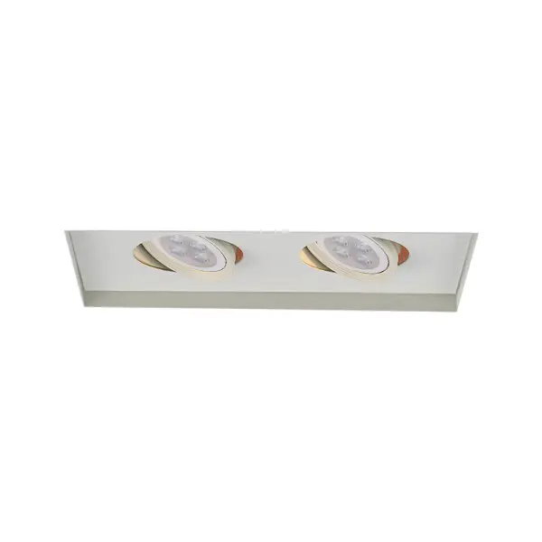 Low Voltage Multiple Spots are ideal for perimeter lighting applications in smaller scale retail, commercial and hospitality environments. Square single light gimbal ring style adjustable recessed fixture, available with flanged trim or Invisible Trim™, designed to sit flush with the ceiling for a clean architectural look. Housing, trim, and lamp are sold separately.