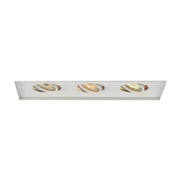 Low Voltage Multiple Spots are ideal for perimeter lighting applications in smaller scale retail, commercial and hospitality environments. Square single light gimbal ring style adjustable recessed fixture, available with flanged trim or Invisible Trim™, designed to sit flush with the ceiling for a clean architectural look. Housing, trim, and lamp are sold separately.