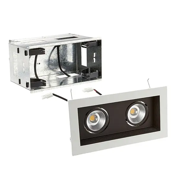 Miniature LED multiple spots provide a modern and aesthetically pleasing alternative to track or standard recessed installations. Available in one to three light configurations, with both new construction and remodel options for installation. Each lamp in the Multiple Spots configuration is individually Adjustable from 0° to 25° vertical and 350° horizontal providing a precise area of coverage from each lamp.