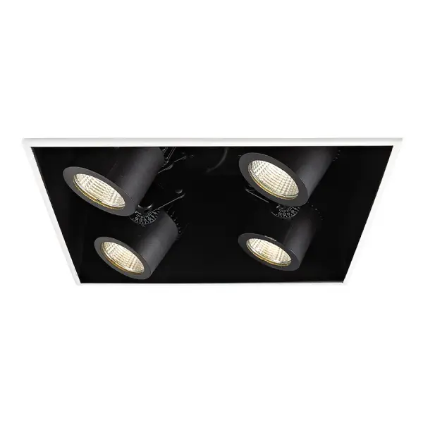 WAC Precision Multiples are discreet and aesthetically stunning, delivering up to 1,100 lumens per head of high precision adjustable accent lighting. State-of-the-art Energy Star Compliant LED technology offers superb, color-consistent light with efficacies of up to 70lm/W from just 16 watts per head. The extremely efficient optical system provides superior beam control and adjustment, putting the right amount of light in precisely the right places. Single, two, three, four, and 2X2 light options available in IC or Non-IC rated new construction configurations. Precision luminaires accept up to 1 lens accessory, adjusting up to 360° horizontally, with a range of 180° vertical adjustment and are fully retractable from the housing. Trims are available in flanged or Invisible Trim options. Trim and housing are sold separately Collection: Precision Sub-Brand: WAC Lighting Finish: White Notes: LED Precision Multiple 2X2 Light Invisible Trim Width: 12.17" Height: 1.00" Length: 12.17" Weight: 0.75 lb Extension from Wall: 12.17" Number of Bulbs: 4 Maximum Wattage: 16.00 W Bulb Type: Module Bulb Base: LED Module Light Source: LED Dimmable Rated Average Life: 50,000 Hours Voltage: 120.00 V Material: Die-cast aluminum head with rotatable front face. Steel housing and trim. Country of Origin: China Safety Listing: ETL, cETL Safety Rating: UL, cUL Energy Efficient LED Manufacturer Warranty: 5 Year Functional, 2 Year Finish Parts Diagram