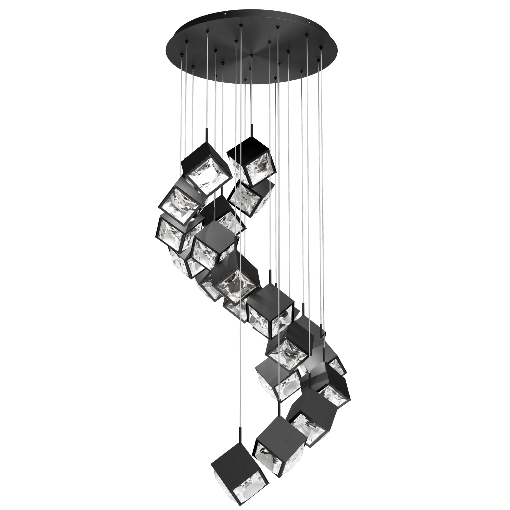 Ice Cube LED Chandelier in Black