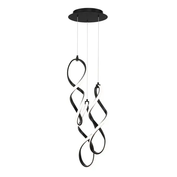 Showers of light. Delicate bands of soft LED illumination weave playfully in a downward flowing motion from its geometric canopy above. Collection: Interlace Finish: Black Width: 5.50" Height: 20.50" Length: 41.63" Weight: 6.83 lb Extension from Wall: 41.63" Bulbs Included Number of Bulbs: 3 Maximum Wattage: 21.33 W Bulb Type: Module Light Source: LED Light Output: 3003.75 lm Delivered Lumens: 2902.29 lm Color Temperature: 2700 K CRI: 90 Dimmable Rated Average Life: 50000 Voltage: 120.00 V Material: Aluminum body, silicone diffuser Country of Origin: China Safety Listing: ETL, cETL LED Manufacturer Warranty: 5 year