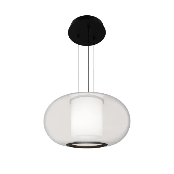 Inner Light. A thick etched glass cylinder inside an opaline glass orb creates a luminous space for light and shadow to play across.