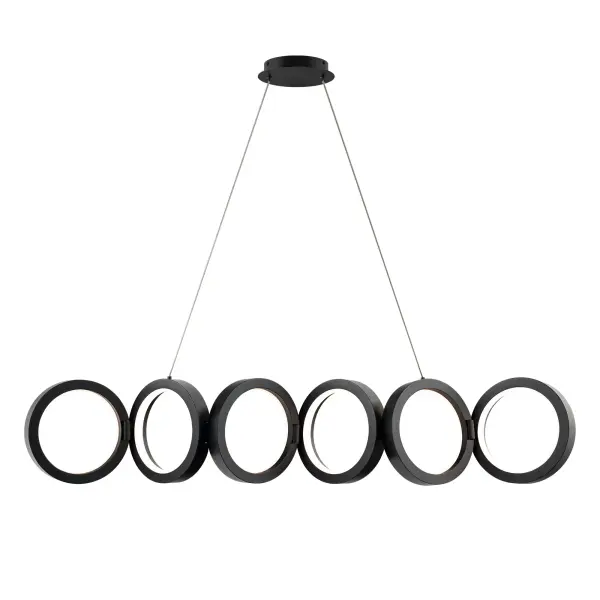In the round. Rings of light glow softly through flush opal diffusers. Perfectly tethered to each other, this foldable design can be adjusted as desired along its linear length.