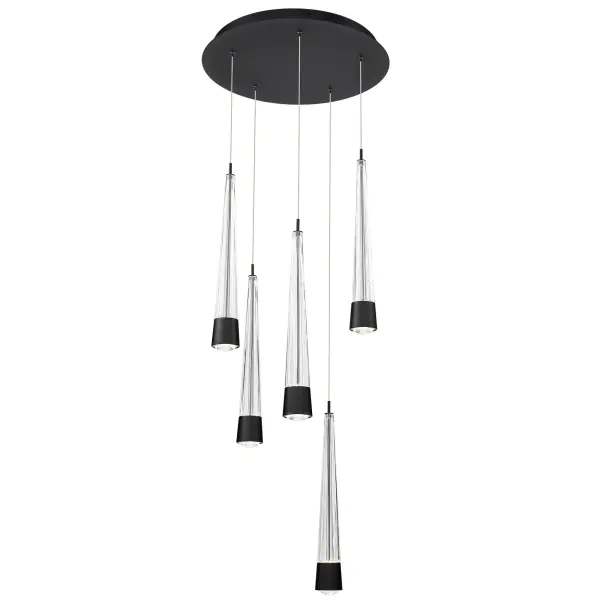 Precisely lined. V-groove flared glass radiates a prismatic glow. Staggered elements create a sense of motion, heightening the drama of this statement piece. Collection: Quill Finish: Black Width: 17.00" Height: 33.10" Length: 17.00" Weight: 17.64 lb Extension from Wall: 17.00" Bulbs Included Number of Bulbs: 5 Maximum Wattage: 8.00 W Bulb Type: Module Light Source: LED Light Output: 3015.00 lm Delivered Lumens: 2597.00 lm Color Temperature: 2700 K CRI: 90 Dimmable Rated Average Life: 50000 Voltage: 120.00 V Material: Aluminum Hardware with Glass body Country of Origin: China Safety Listing: ETL, cETL LED Manufacturer Warranty: 5 year