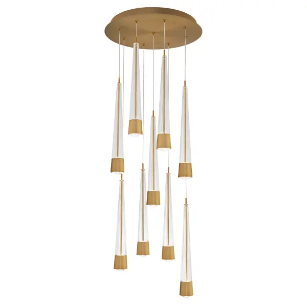 Precisely lined. V-groove flared glass radiates a prismatic glow. Staggered elements create a sense of motion, heightening the drama of this statement piece. - alternate view