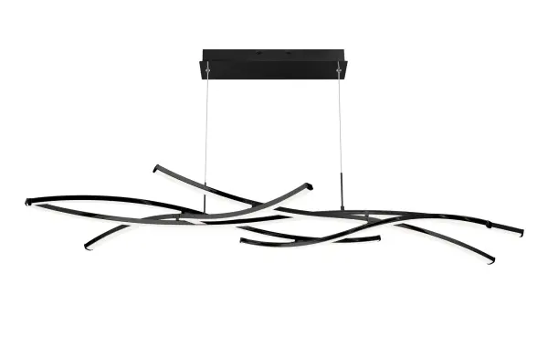 Flowing bands of light converge in this unique and striking pendant.