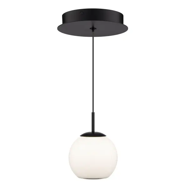 A glass globe shade with an open base is gracefully suspended from a cord. Soft ambient light is diffused to the sides while the space below enjoys focused downlighting. Turn on, off and dim with a hand wave within three inches of the fixture.