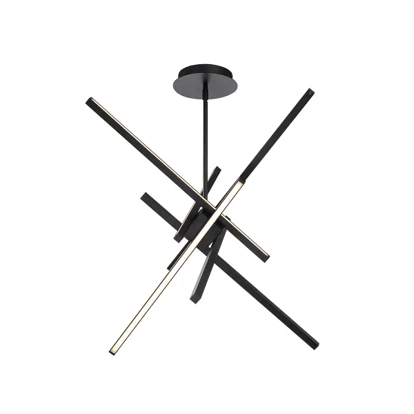 Effortlessly deliberate. Unparalleled.. Collection: Parallax Sub-Brand: DweLED Finish: Black Notes: Parallax 29" LED Chandelier Light 3000K In Black Width: 28.75" Height: 25.00" Length: 28.75" Weight: 6.94 lb Extension from Wall: 28.75" Bulbs Included Number of Bulbs: 6 Maximum Wattage: 6.17 W Bulb Type: Module Light Source: LED Light Output: 2071.00 lm Delivered Lumens: 1332.00 lm Color Temperature: 3000 K CRI: 90 Dimmable Rated Average Life: 50000 Voltage: 120.00 V Material: Aluminum body, PC diffuser Country of Origin: China Safety Listing: ETL, cETL LED Manufacturer Warranty: 5 year