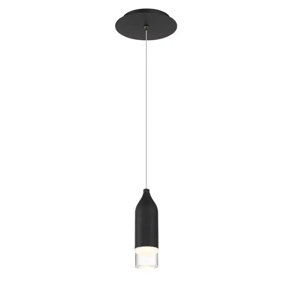 Drops of liquid metal, alone or in pairs for a futuristic look. Collection: Action Sub-Brand: DweLED Finish: Black Notes: Action 8" LED Mini Pendant Light 3000K In Black Width: 2.38" Height: 8.00" Length: 2.38" Weight: 2.65 lb Extension from Wall: 2.38" Bulbs Included Number of Bulbs: 1 Maximum Wattage: 7.20 W Bulb Type: Module Bulb Base: LED Module Light Source: LED Light Output: 980.00 lm Delivered Lumens: 579.00 lm Color Temperature: 3000 K CRI: 90 Dimmable Rated Average Life: 50000 Voltage: 120.00 V Material: Retro style spun metal housing with die-cast etched acrylic diffuser Country of Origin: China Safety Listing: ETL, cETL Safety Rating: ETL, cETL LED Manufacturer Warranty: 5 Year Functional, 2 Year Finish Parts Diagram